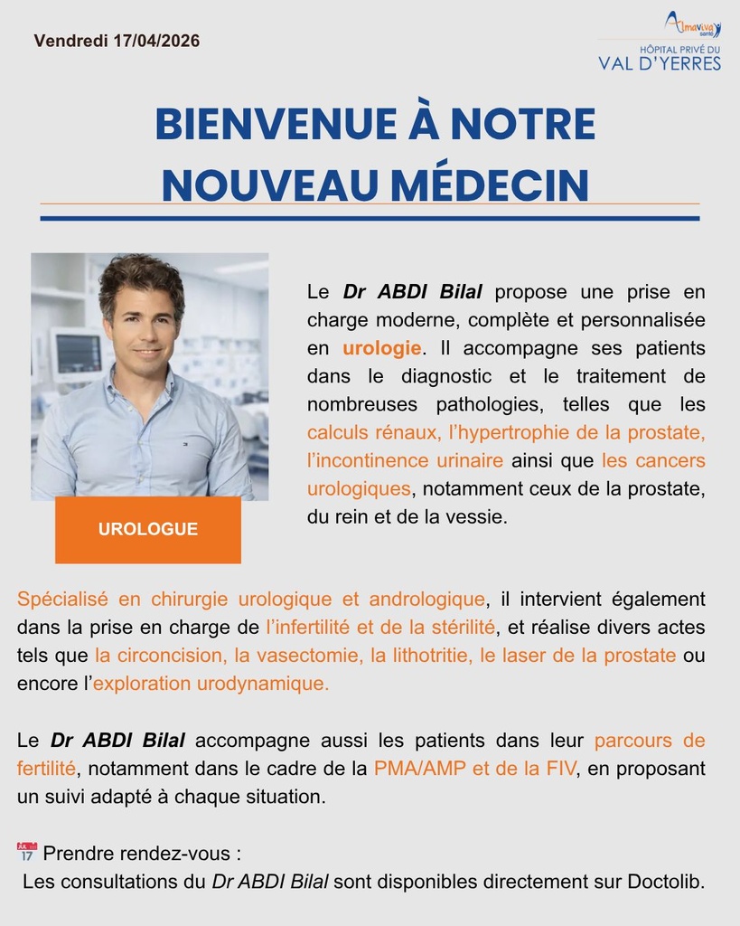 Arrivée du DR ABDI – Urologue