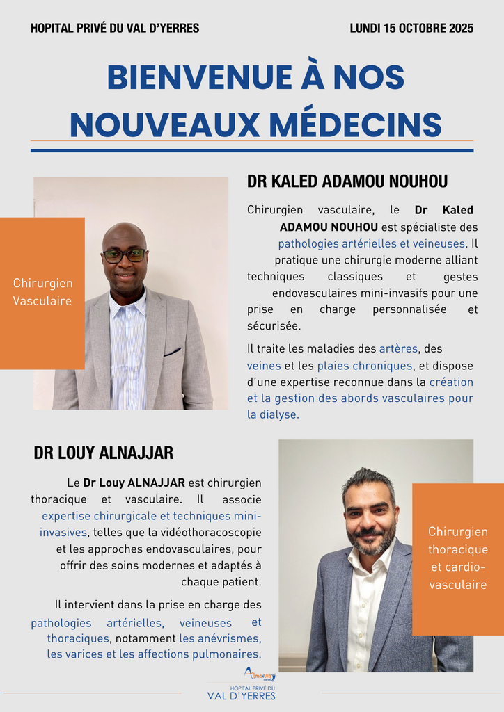 Arrivée de nouveaux chirurgiens vasculaires à l’Hôpital Privé du Val d’Yerres